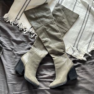 Olive green over the knee boots